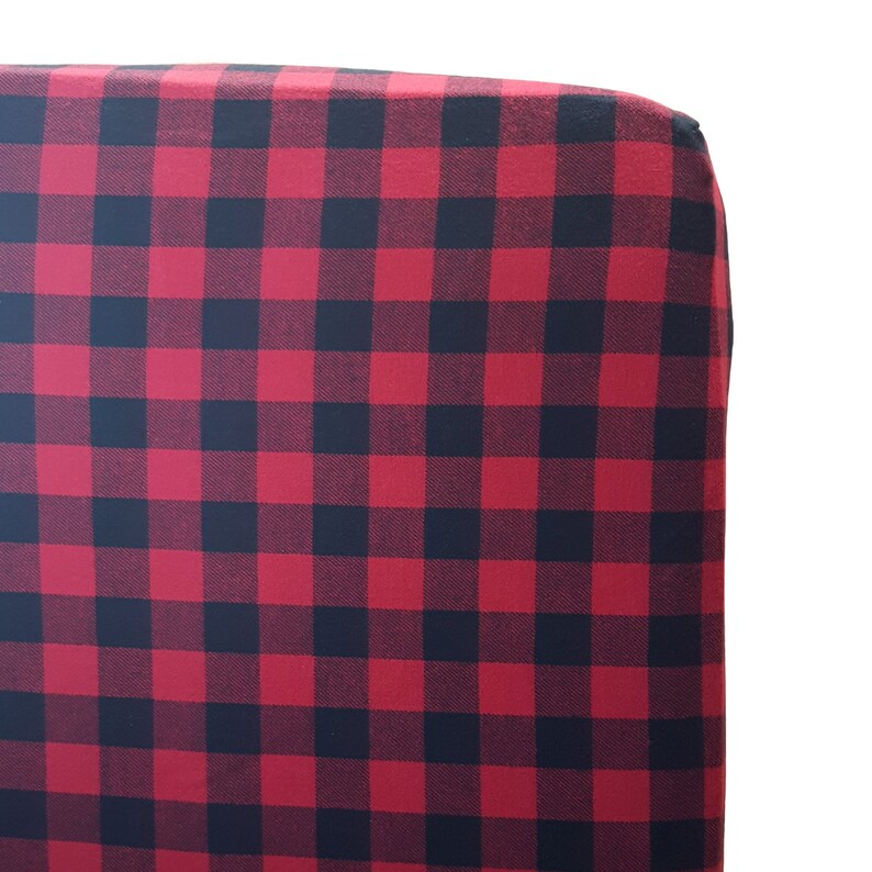 Cotton Flannel Fitted Crib Sheet Toddler Sheet Red and Black Etsy