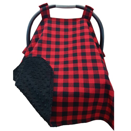 Infant Car Seat Cover Blanket Canopy Red Buffalo Plaid Etsy
