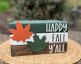 Wood Book Stack - Happy Fall Y'all - Home Decor - Fall Decor