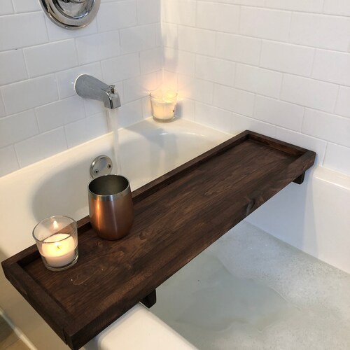 Farmhouse Wood Bath Tray Bathtub Tray Bath Tray Caddy Etsy