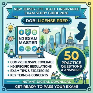 New Jersey Life Health Insurance Exam Study Guide 2026 | DOBI License Prep | NJSA Title 17B | 50 Practice Questions Prometric
