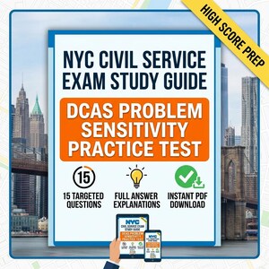NYC Public Service Exam Studienführer | DCAS Problem Sensibilität Übungstest | 15 Fragen + Erklärungen | PDF-Download