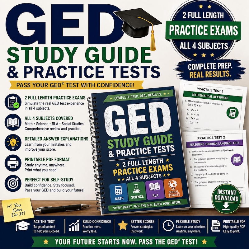 Ged Math Pdf - Etsy