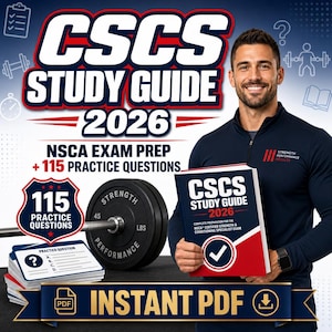 CSCS Study Guide 2026 | NSCA Exam Prep | Complete Guide + 115 Practice Questions | Strength & Conditioning Specialist | Instant PDF
