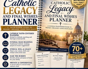 Catholic Legacy and Final Wishes Planner Printable | Catholic Funeral Planning Workbook | Funeral Mass Readings | End of Life Planner PDF