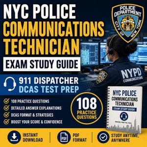 NYC Polizei Kommunikationstechniker Exam Lernführer | 911 Dispatcher DCAS Test Prep | 108 Übungsfragen | Sofort-PDF