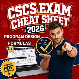 Guía de estudio para el examen CSCS 2026 / Guía de estudio para la certificación NSCA de especialista en fuerza y acondicionamiento físico / Diseño de programas + fórmulas / Descarga instantánea