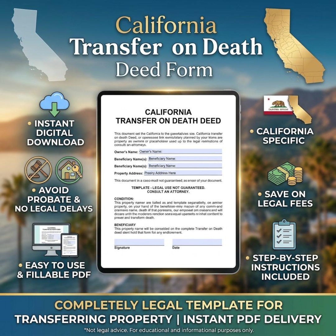 California Transfer on Death Deed Template | Statutory Form + Common ...
