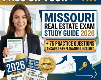 Missouri Real Estate Exam Study Guide 2026 | 75 Practice Questions | MO Salesperson Exam Prep | MREC | PSI | Instant Download