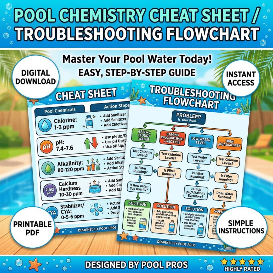 Pool Chemistry Cheat Sheet PDF | Printable Pool Maintenance ...