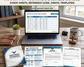 Notary PDF Journal & Business Bundle (Cheat Sheets, Reference, Jurats)