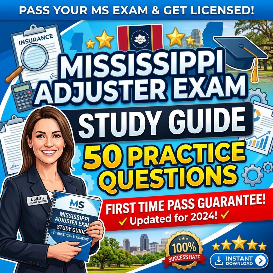 Mississippi Adjuster Exam Study Guide 2026 | 60-Q Pearson VUE Test Prep ...