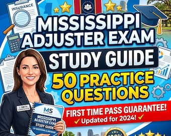 Mississippi Adjuster Exam Study Guide 2026 | 60-Q Pearson VUE Test Prep | MS Title 83 Statutes | Insurance Adjuster License PDF