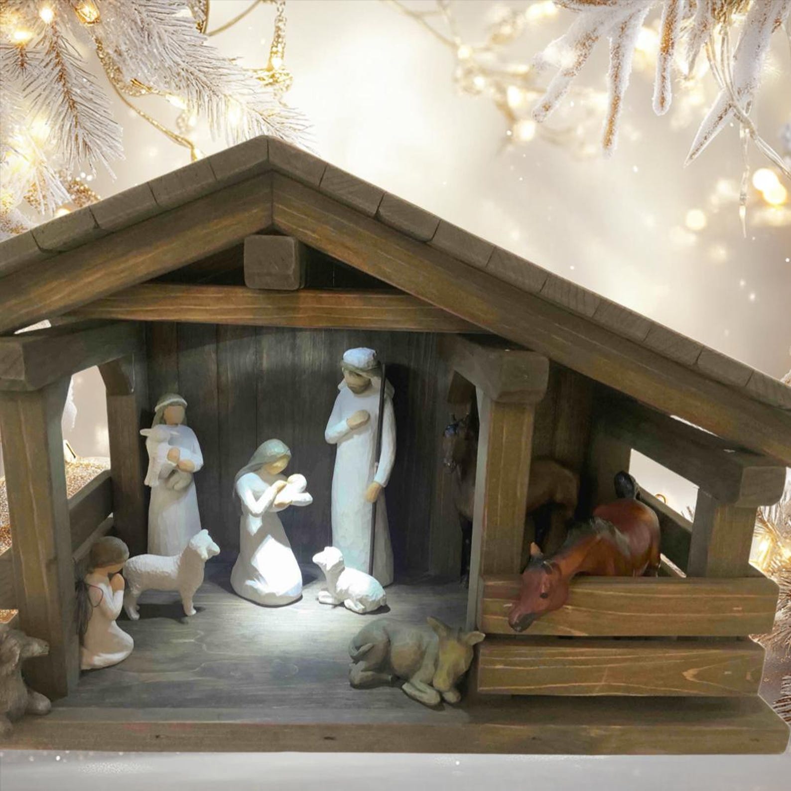 Primative Nativity Ready to Ship…mid Size Wood Nativity Scene Stable /barns, Mangers, 23 ...