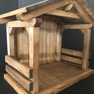 Ready to Ship...Light stained  Mid size stable/crèche , Christmas stable, nativity scene stable, display holiday stables, solid wood crèche