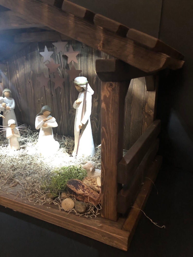 New Size Large Wood Nativity Stable / Creche/Manger Etsy