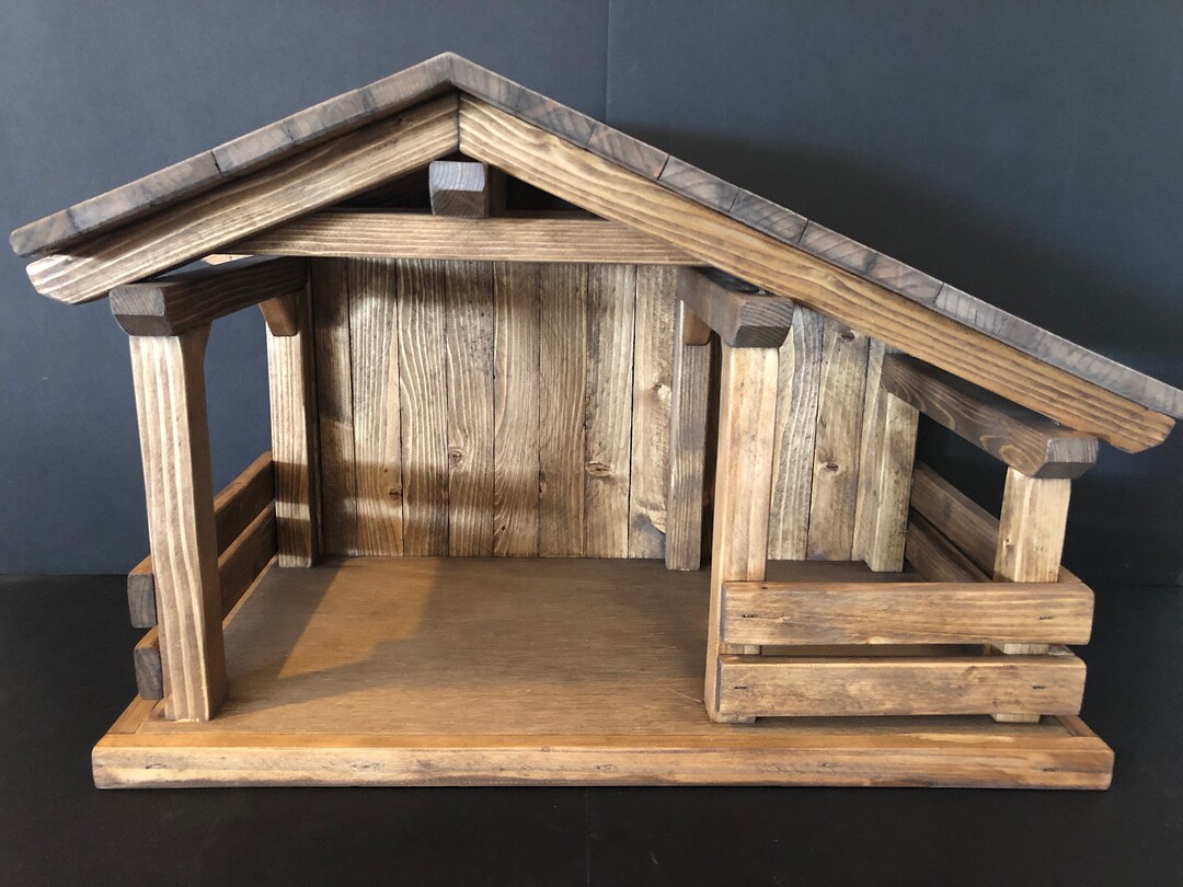 New Mid Size Wood Nativity Stable /barns Mangers 23x14 Etsy Sweden
