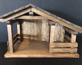 New Mid Size Wood Nativity Stable Barns, Mangers, 23 quot x14 3 4 quot x12 quot single stall creche, primitive, horse, country,