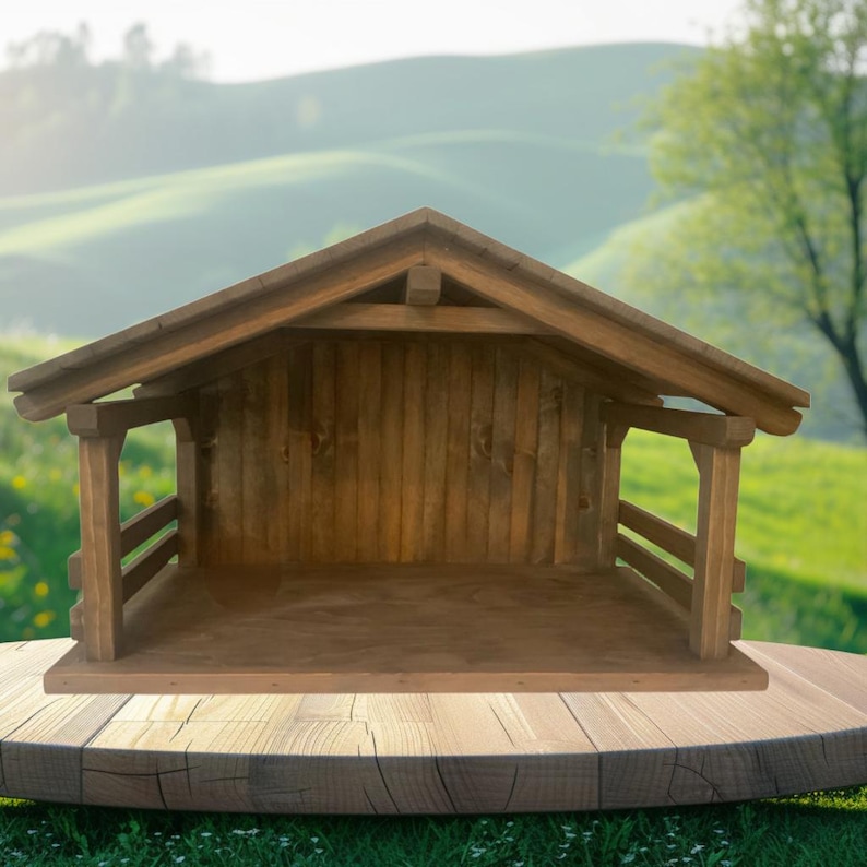 Ready to Ship-signature Extra Large Solid Roof Wood Nativity Stable ...