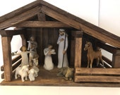 Wood Stable Single Stall Barn , 22 quot x 13 quot x11 quot , primitive, ,horse, country,nativity stables