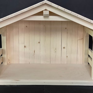 Solid roof, Large Natural Wood Nativity Stable/Creche, 27in.wide,18in.tall,15in.deep, , primitive,   holiday decor, christmas mangers