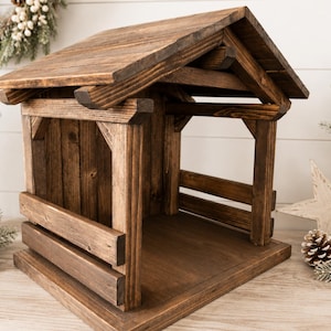 Ready to Ship...Mid size stable/crèche , Christmas stable, nativity scene stable, display holiday stables, solid wood crèche image 1