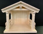 Solid Roof 18 quot x15 quot x12 1 2 quot Wood Nativity Stable Creche Manger, gift ideas, primitive horse, country, holiday decor, christmas mangers