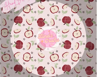 Apple Seamless Pattern: Hand Drawn PNG Design (Digital Download)