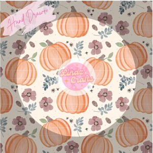 Kürbis Blumen Musterdesign Hand gezeichnet PNG Sofortiger Download Digitales Papier Sublimation Stoff Oberfläche Design Herbst Aquarell Blume Datei