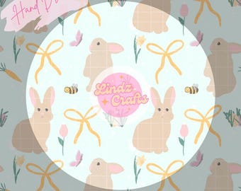 Bunny Seamless Pattern: Hand Drawn Easter Fabric Design (PNG Digital Download)