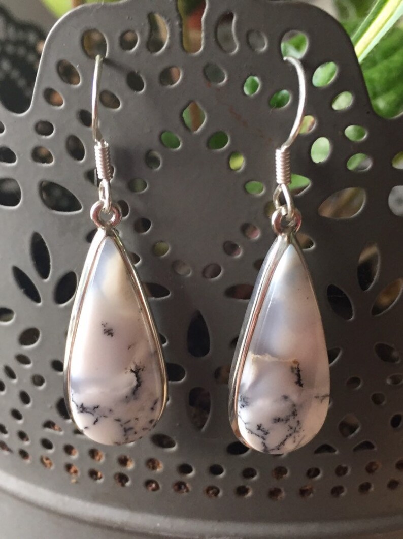 Genuine dendrite earrings in silver