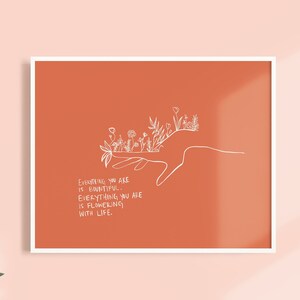 Printable Floral Art Download In Pink Modern Boho Style | Inspirational, Motivational Quote Wall Art | Minimal or Minimalism Botanical Art