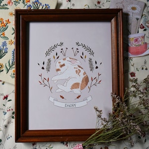 Custom Pet Bunny Portrait Art Print | A Personalized Rabbit Portrait With Your Rabbit&#39;s Name 8x10 Inches