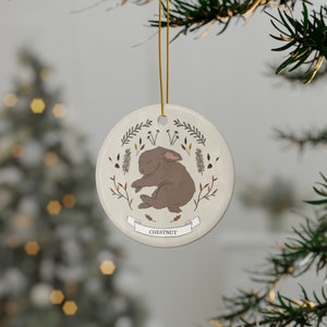 Op maat gemaakt keramisch konijnornament voor je konijn | Gepersonaliseerd, geïllustreerd lichtbruin konijnornament met naam