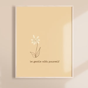 Printable Minimalist Line Art Flower | Inspirational Quote Wall Art | Boho Home Decor | Simple Flower Illustration poster | Digital Download