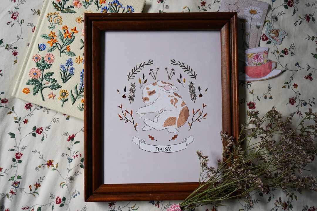 Custom Pet Bunny Portrait Art Print | A Personalized Rabbit Portrait ...