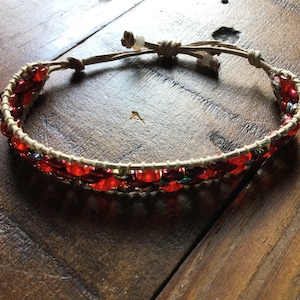 Autumn Red Dynamic Duo Adjustable Leather Bracelet image 3