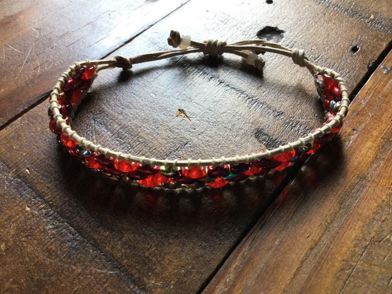 Autumn Red Dynamic Duo Adjustable Leather Bracelet image 3