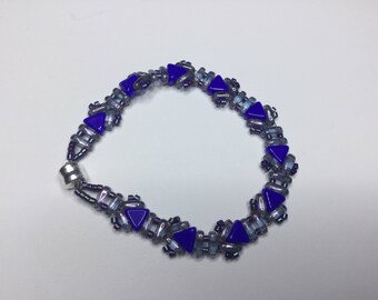 Bright Blue and Lavendar Usonia Wrap Bracelet