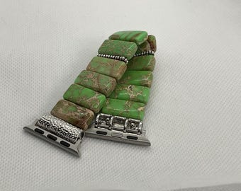 Green Variscite Customizable Beaded Apple Watch Band