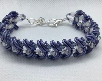 Light Purple & Crystal Crescent Bracelet