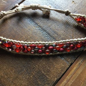 Autumn Red Dynamic Duo Adjustable Leather Bracelet image 1