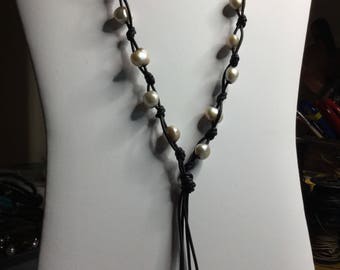 Grey Freshwater Pearl V Necklace