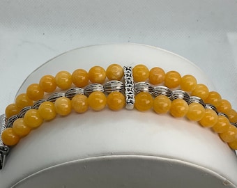 Deep Yellow Quartz Customizable Beaded Apple Watch Band