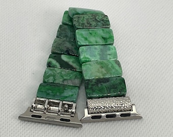 Green Crazy Lace Agate Customizable Beaded Apple Watch Band