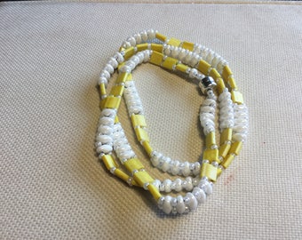 Yellow and White 3 Wrap Bracelet