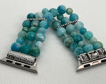 Hemimorphite Customizable Beaded Apple Watch Band