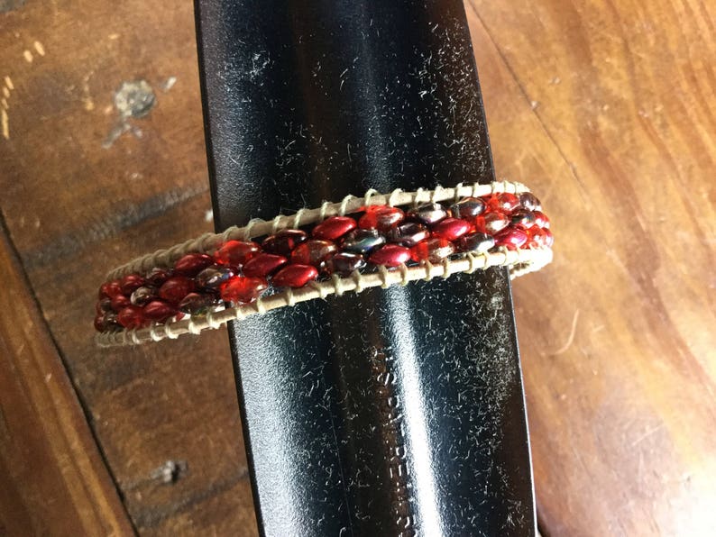 Autumn Red Dynamic Duo Adjustable Leather Bracelet image 2