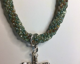 Green/Amber Superduo Rope Necklace