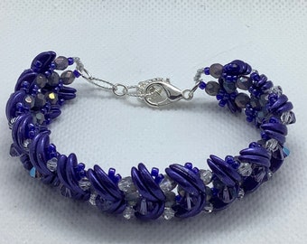 Dark Purple & Crystal Crescent Bracelet